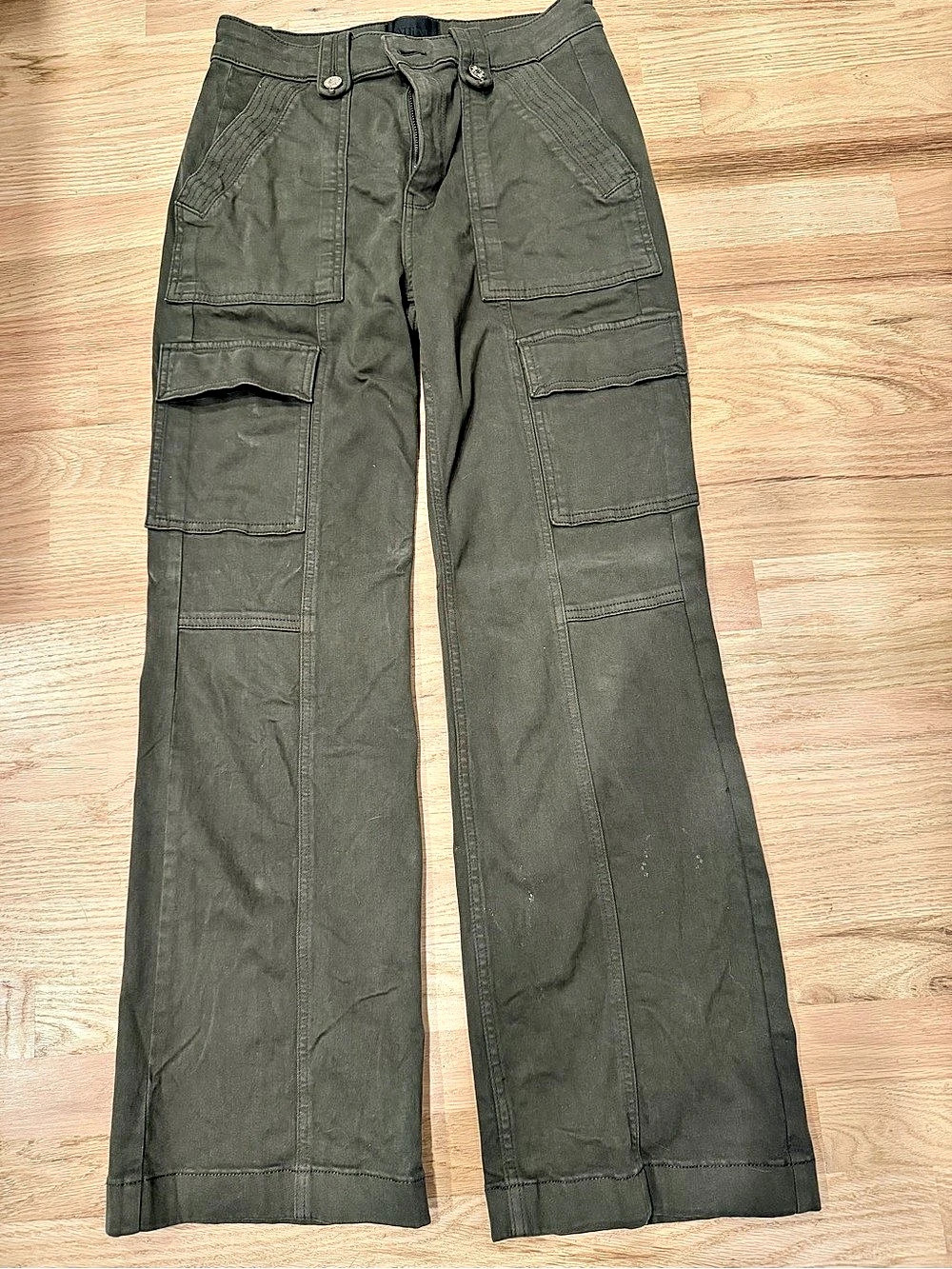 WHBM Extra High Rise Cargo Trouser Pants Olive Green 6S Short